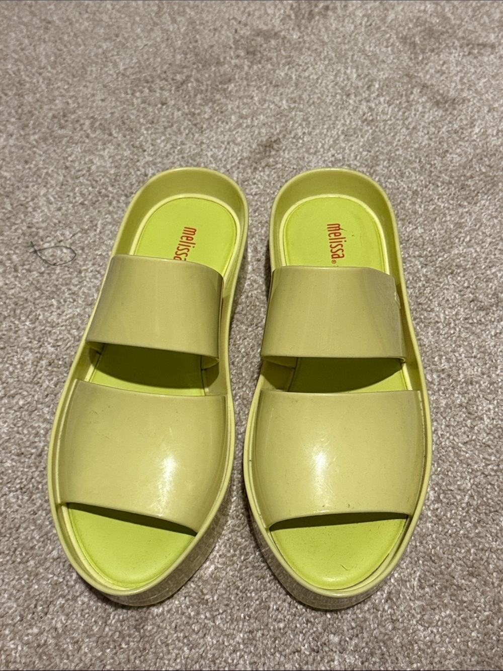 Melissa Women's Lime Yellow Double-Band Slide Sandals